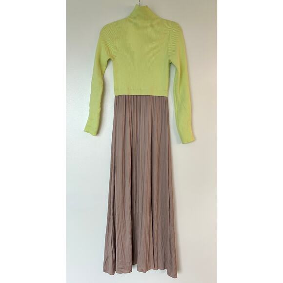 EUC Anthropologie Thea Twofer Sweater Dress Small Yellow Tan Maxi Ribbed Knit S - Picture 8 of 15